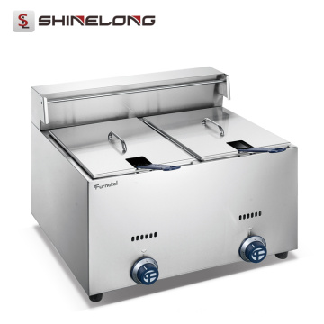 Shinelong ODM &amp; OEM Restaurante de alta qualidade Comercial Deep Continuous Batata Chips Fryer Machine com 2-Tanks 2-Baskets